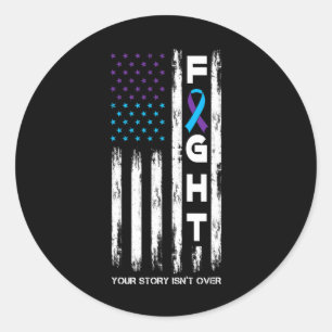 Awareness Suicide Prevention Ribbon Fight Distress Classic Round Sticker