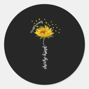 Awareness Sunflower Choose Kind Yellow Ribbon Asl Classic Round Sticker