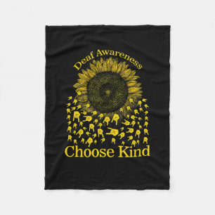 Awareness Sunflower Choose Kind Yellow Ribbon Asl Fleece Blanket