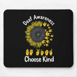 Awareness Sunflower Choose Kind Yellow Ribbon Asl Mouse Pad