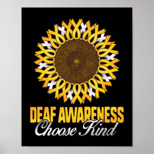 Awareness Sunflower Choose Kind Yellow Ribbon Asl  Poster