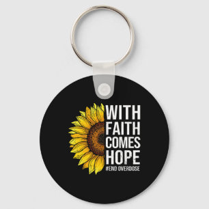 Awareness Sunflower With Faith Comes Hope  Key Ring