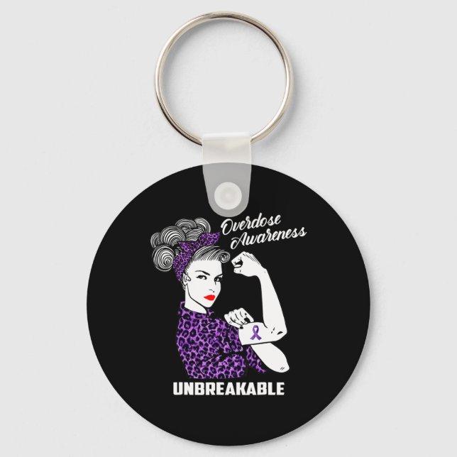 Awareness Support Fighting Women Warrior Leopard  Key Ring (Front)