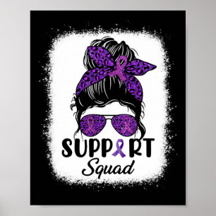 Awareness Support Squad Messy Bun Hair Women Girl  Poster