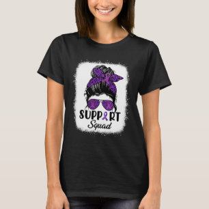 Awareness Support Squad Messy Bun Hair Women Girl  T-Shirt