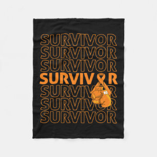 Awareness Survivor Orange Ribbon Boxing Gloves 1 Fleece Blanket