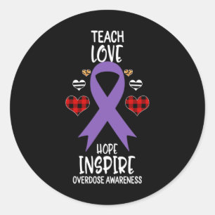 Awareness Teach Ribbon Love Hope Inspire Classic Round Sticker