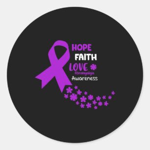 Awareness Tee Hope Faith Love Fibromyalgia Awar  Classic Round Sticker
