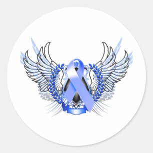 Awareness Tribal Blue Classic Round Sticker