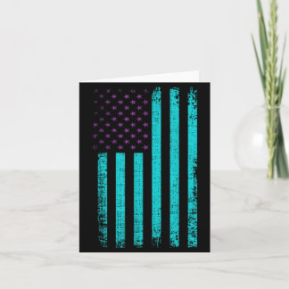 Awareness Usa Flag Teal Purple Aamerican Flag Card