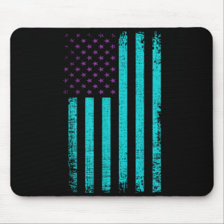 Awareness Usa Flag Teal Purple Aamerican Flag Mouse Pad