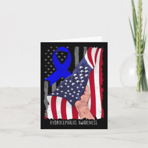 Awareness Vintage American Flag Blue Ribbon Card