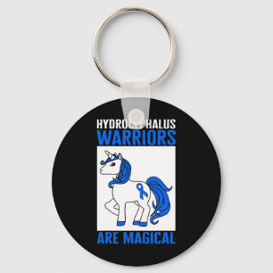 Awareness Warrior Magical Unicorn Blue Ribbon 1  Key Ring