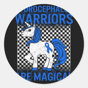 Awareness Warrior Magical Unicorn Blue Ribbon  Classic Round Sticker
