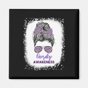Awareness Warrior Messy Hair Bun Purple Ribbon 1 Magnet