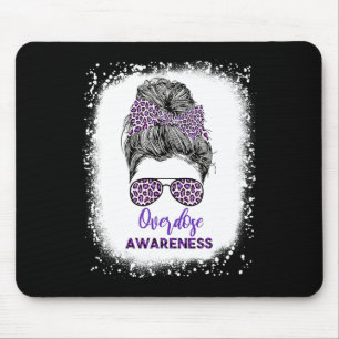 Awareness Warrior Messy Hair Bun Purple Ribbon 1 Mouse Pad