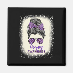 Awareness Warrior Messy Hair Bun Purple Ribbon Magnet