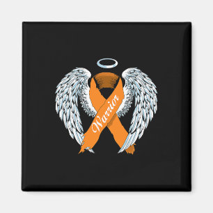 Awareness Warrior Orange Ribbon And Angel Wings Magnet