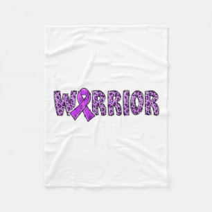Awareness Warrior Purple Ribbon Leopard Print 1 Fleece Blanket