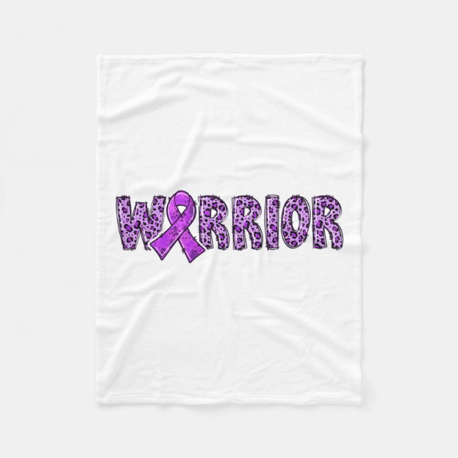 Awareness Warrior Purple Ribbon Leopard Print 1  Fleece Blanket (Front)