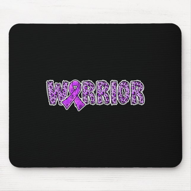 Awareness Warrior Purple Ribbon Leopard Print  Mouse Pad (Front)