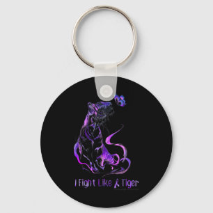 Awareness Warrior Ribbon I Fight Like A Tiger Key Ring