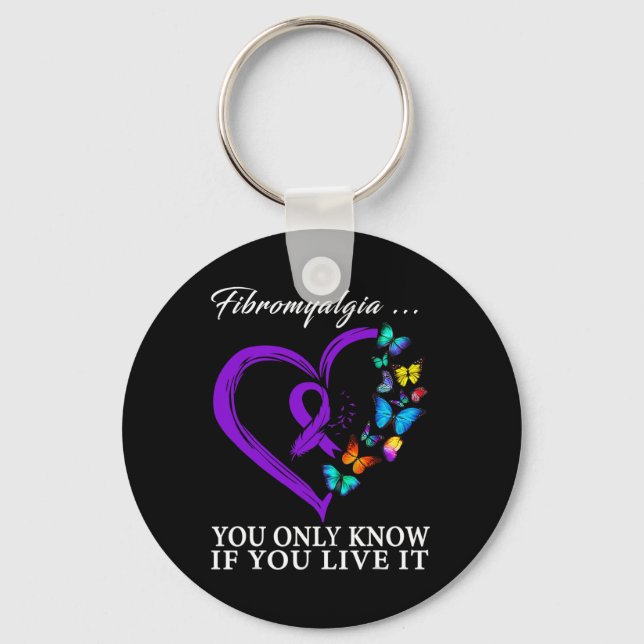Awareness Warrior Support Purple Ribbon 3  Key Ring (Front)