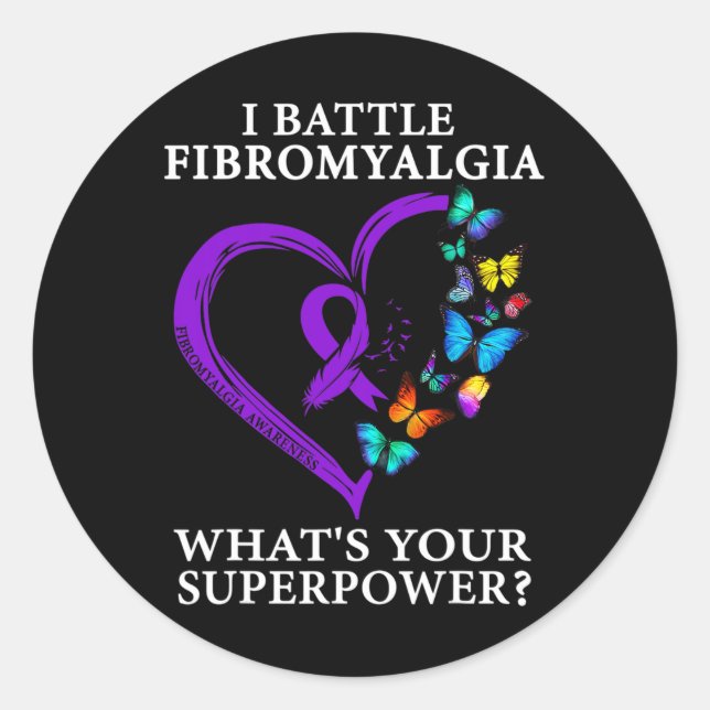 Awareness Warrior Support Purple Ribbon  Classic Round Sticker (Front)