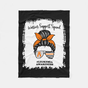 Awareness Warrior Support Squad Messy Bun Matching Fleece Blanket
