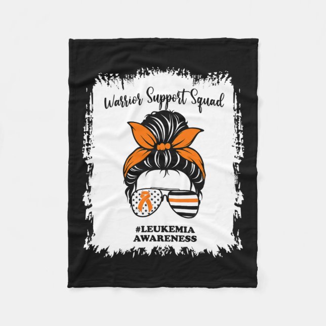 Awareness Warrior Support Squad Messy Bun Matching Fleece Blanket (Front)