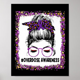 Awareness Wear Purple Leopard Messy Bun Women Poster