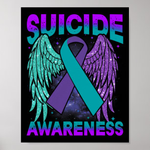 Awareness Wings And Ribbon Suicide Prevention 1  Poster