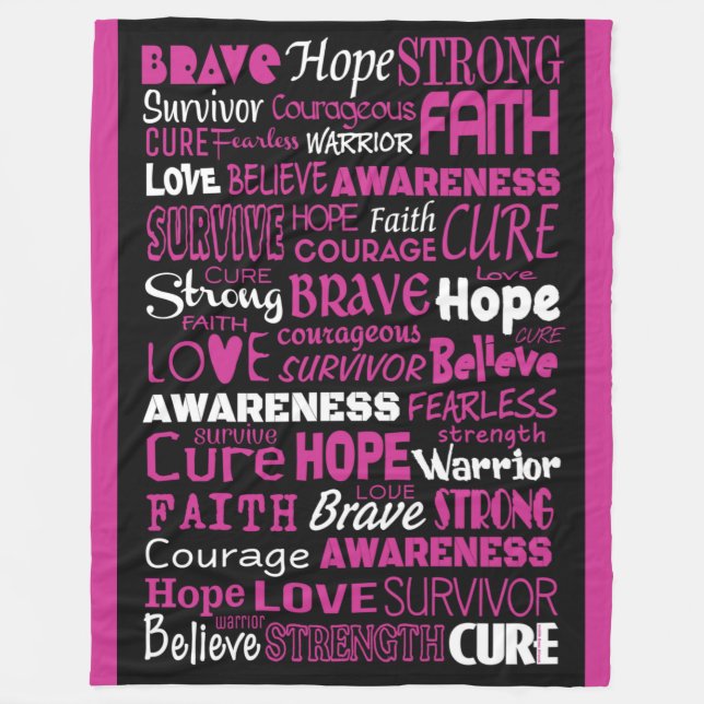 Awareness Words...Breast Cancer Fleece Blanket (Front)
