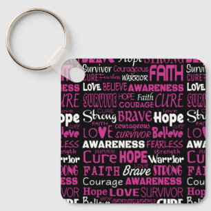 Awareness Words...Breast Cancer Key Ring