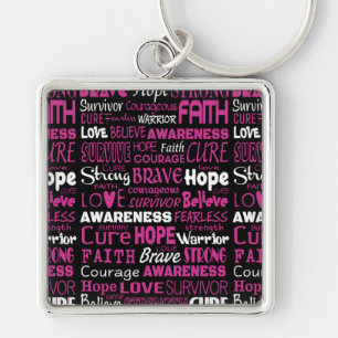 Awareness Words...Breast Cancer Key Ring