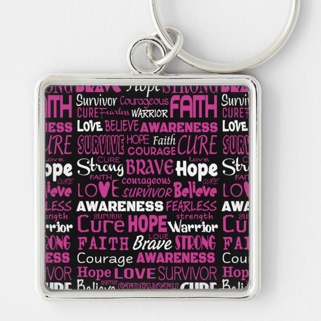 Awareness Words...Breast Cancer Key Ring (Front)