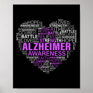 Awareness Words Support Proud Heimer Warrior Poster
