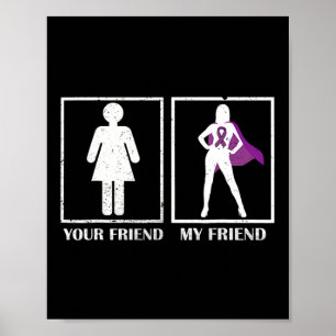 Awareness Your Friend My Friend Purple Ribbon Poster