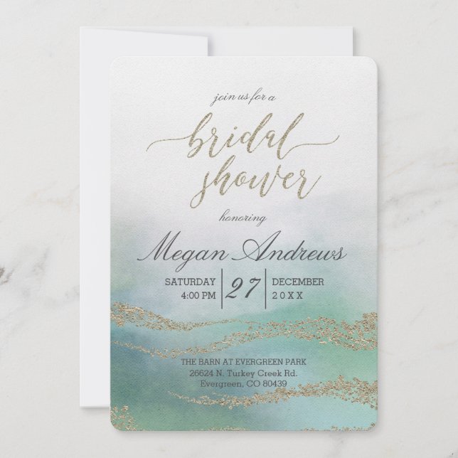 Awash Elegant Watercolor Bridal Shower Invitation (Front)