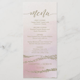 Awash Elegant Watercolor in Blush Wedding Menu