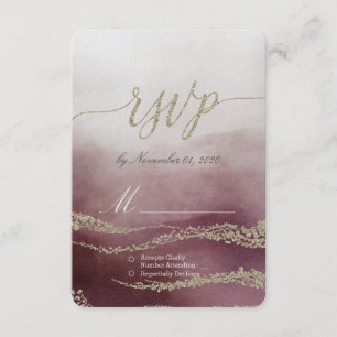 Awash Elegant Watercolor in Cranberry Wedding RSVP