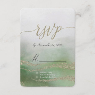 Awash Elegant Watercolor in Foliage Wedding RSVP