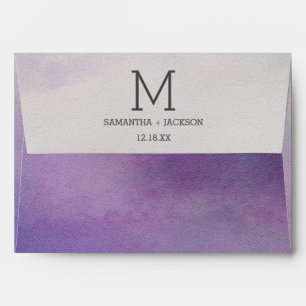 Awash Elegant Watercolor in Orchid Wedding Monogra Envelope