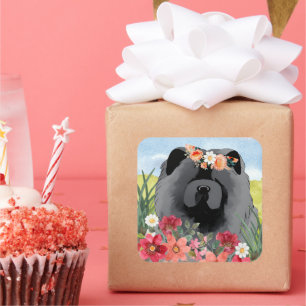 AWASH IN LIGHT Black - Blue  Chow Dog   Square Sticker