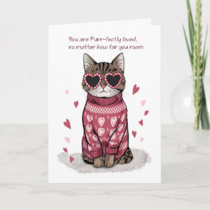Away at School Funny Cat Sunglasses Valentine Card