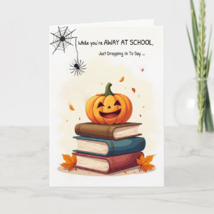 Away at School Funny Halloween Cute Spider Droppin Card