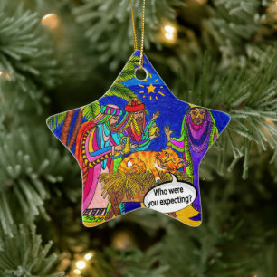 Away in a Manger Ceramic Ornament