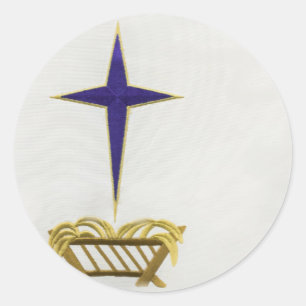 Away In a Manger Classic Round Sticker