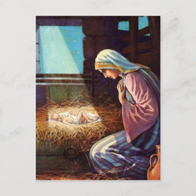 Away in a Manger Holiday Postcard (Front)