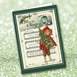Away in a Manger Music Art Christmas Card
